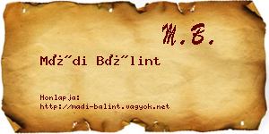 Mádi Bálint névjegykártya
